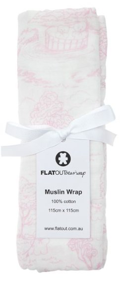 Muslin Wrap – Rose | FLATOUT Bears | Bedding, Blankets & Swaddles | Thirty 16 Williamstown