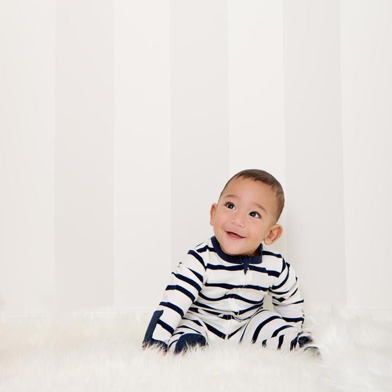 Navy Stripe Long Romper | Li'l Zippers | Baby & Toddler Growsuits & Rompers | Thirty 16 Williamstown