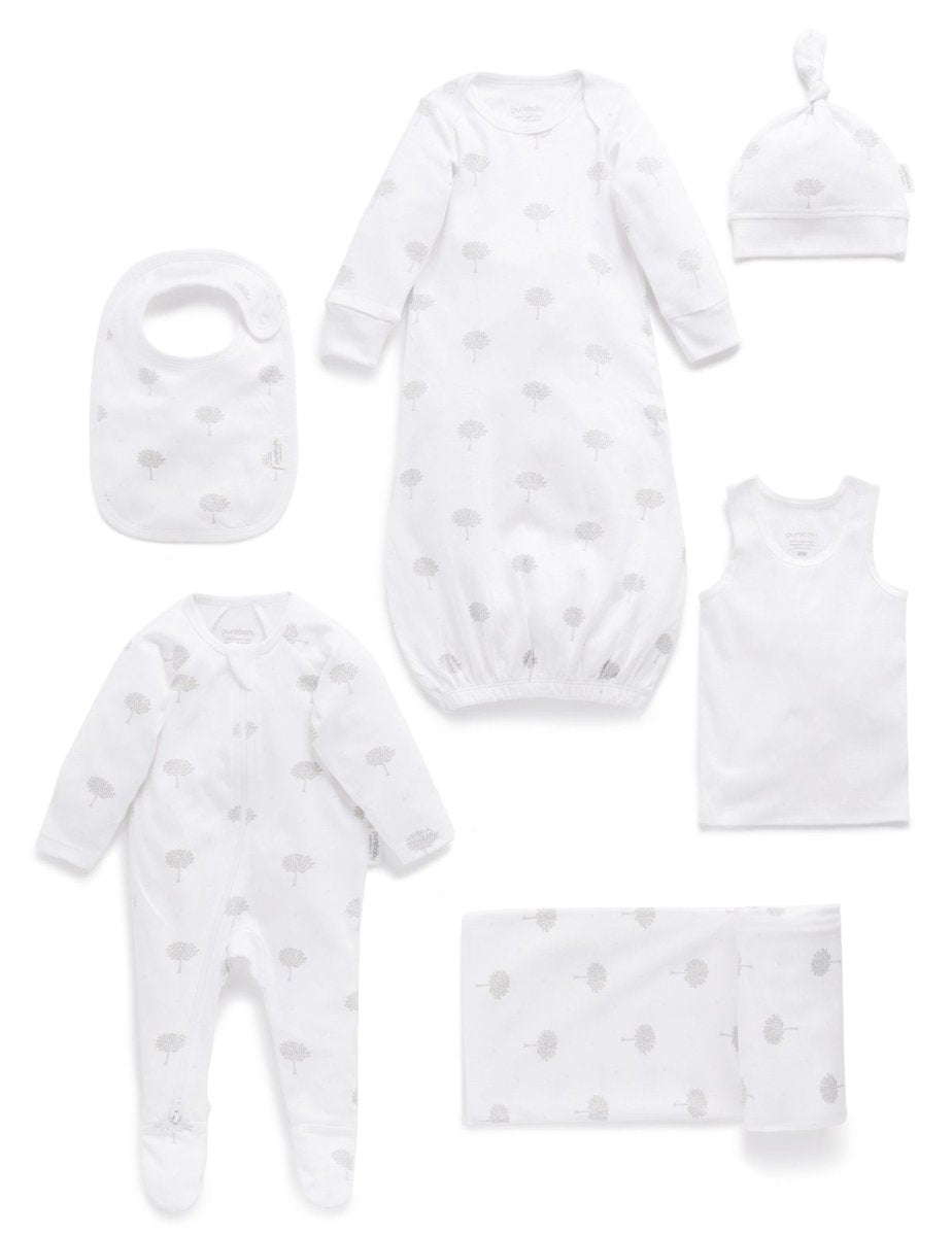 Newborn Hospital Pack - Pale Grey Tree | Purebaby | Baby &amp; Toddler Growsuits &amp; Rompers | Thirty 16 Williamstown