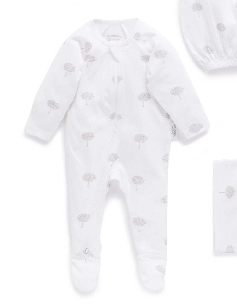 Newborn Hospital Pack - Pale Grey Tree | Purebaby | Baby &amp; Toddler Growsuits &amp; Rompers | Thirty 16 Williamstown