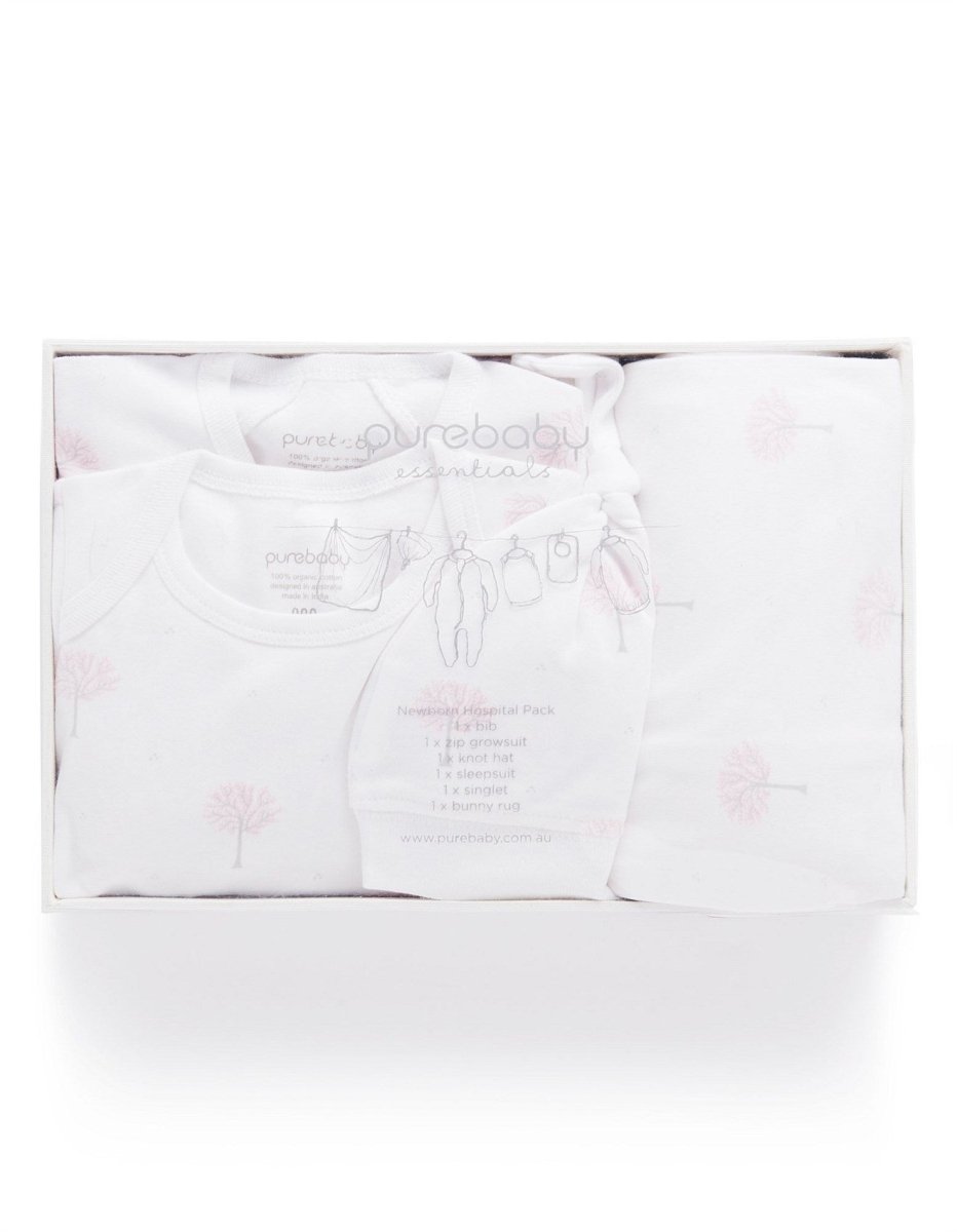 Newborn Hospital Pack - Pale Pink Tree | Purebaby | Baby & Toddler Growsuits & Rompers | Thirty 16 Williamstown