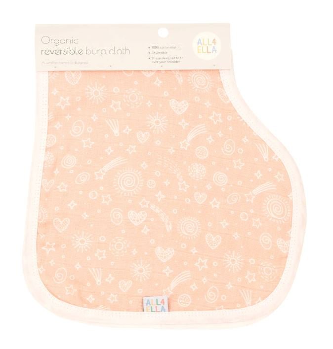 Organic Burp Cloth - Sweet Blush | All 4 Ella | Bibs & Bandana Bibs | Thirty 16 Williamstown