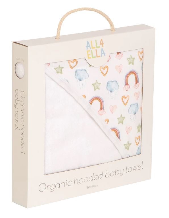 Organic Hooded Towel - Rainbow Dreams | All 4 Ella | Bath Time | Thirty 16 Williamstown