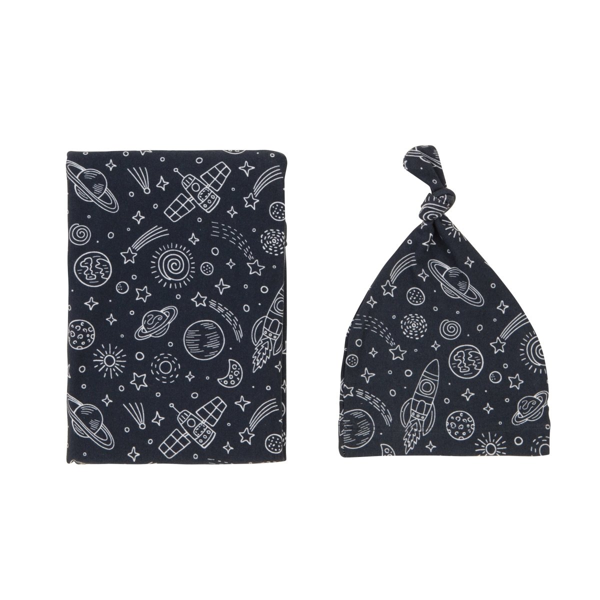 Organic Jersey Swaddle &amp; Matching Beanie Set - Outer Space | All 4 Ella | Bedding, Blankets &amp; Swaddles | Thirty 16 Williamstown