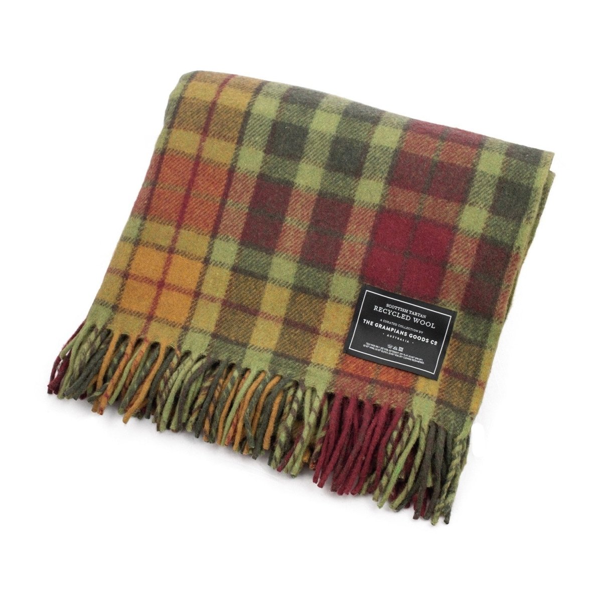 Recycled Wool Scottish Tartan Blankets - Maple Moss | The Grampians Goods Co | Throws &amp; Rugs | Thirty 16 Williamstown
