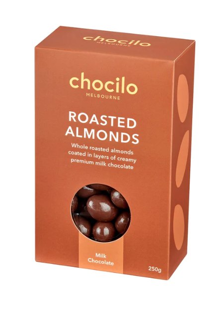 Roasted Almonds in Milk Chocolate Gift Box - 250g | Chocilo | Confectionery | Thirty 16 Williamstown