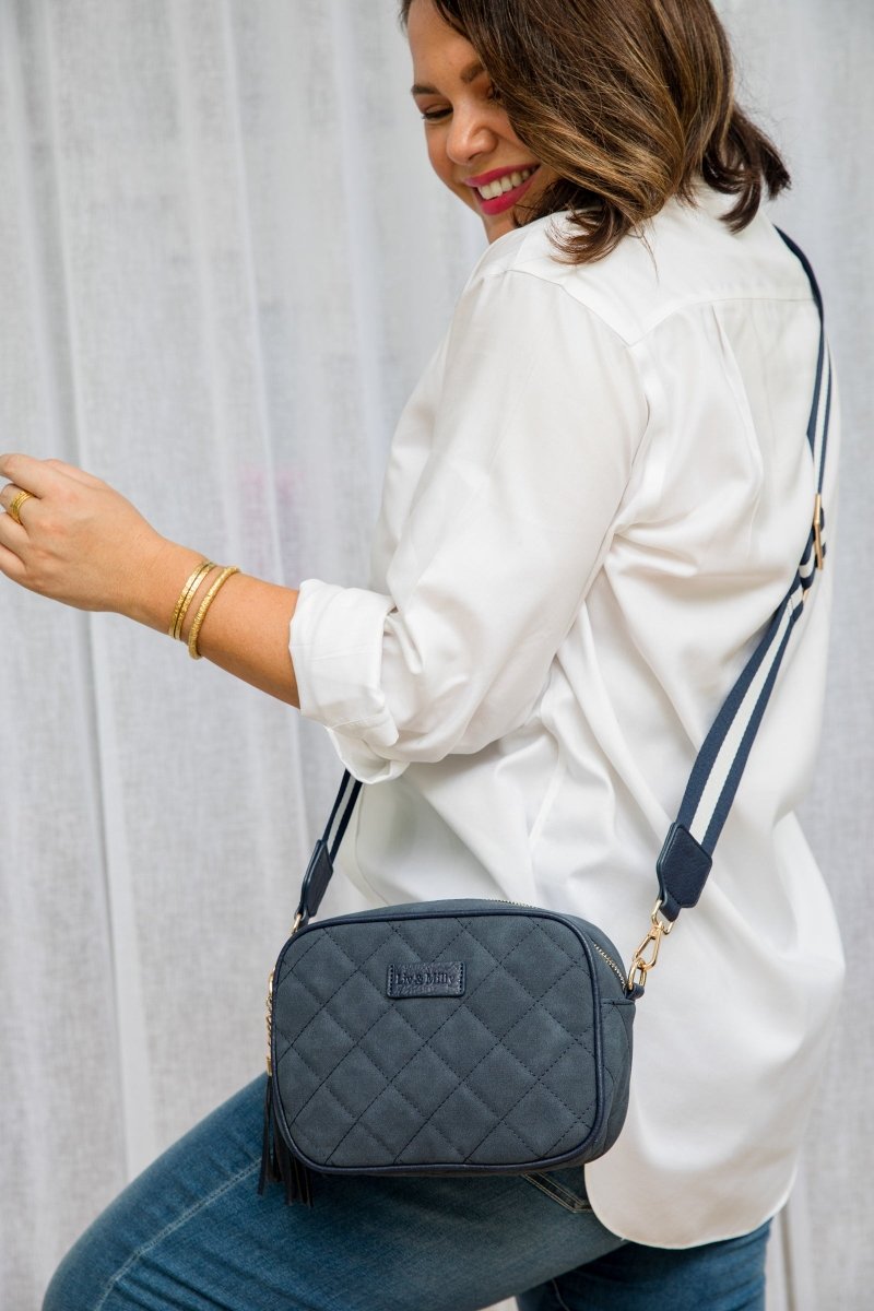 Sally Quilted - Navy Suede | Liv & Milly | Women's Accessories | Thirty 16 Williamstown
