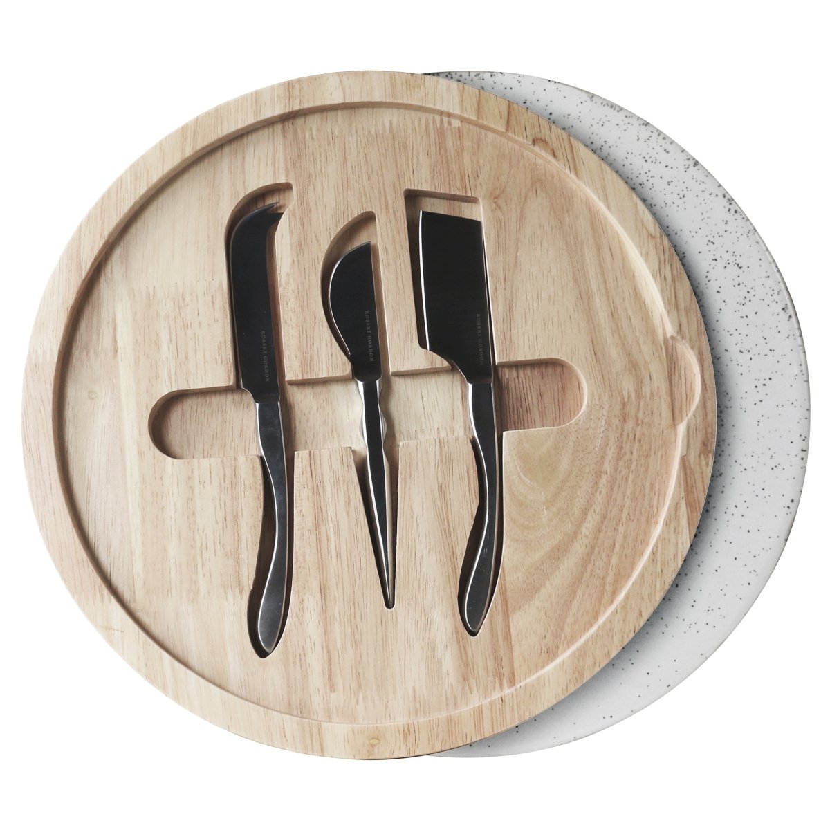 Serving Board with White Ceramic Plate & Cheese Knives | Robert Gordon | Kitchen Accessories | Thirty 16 Williamstown