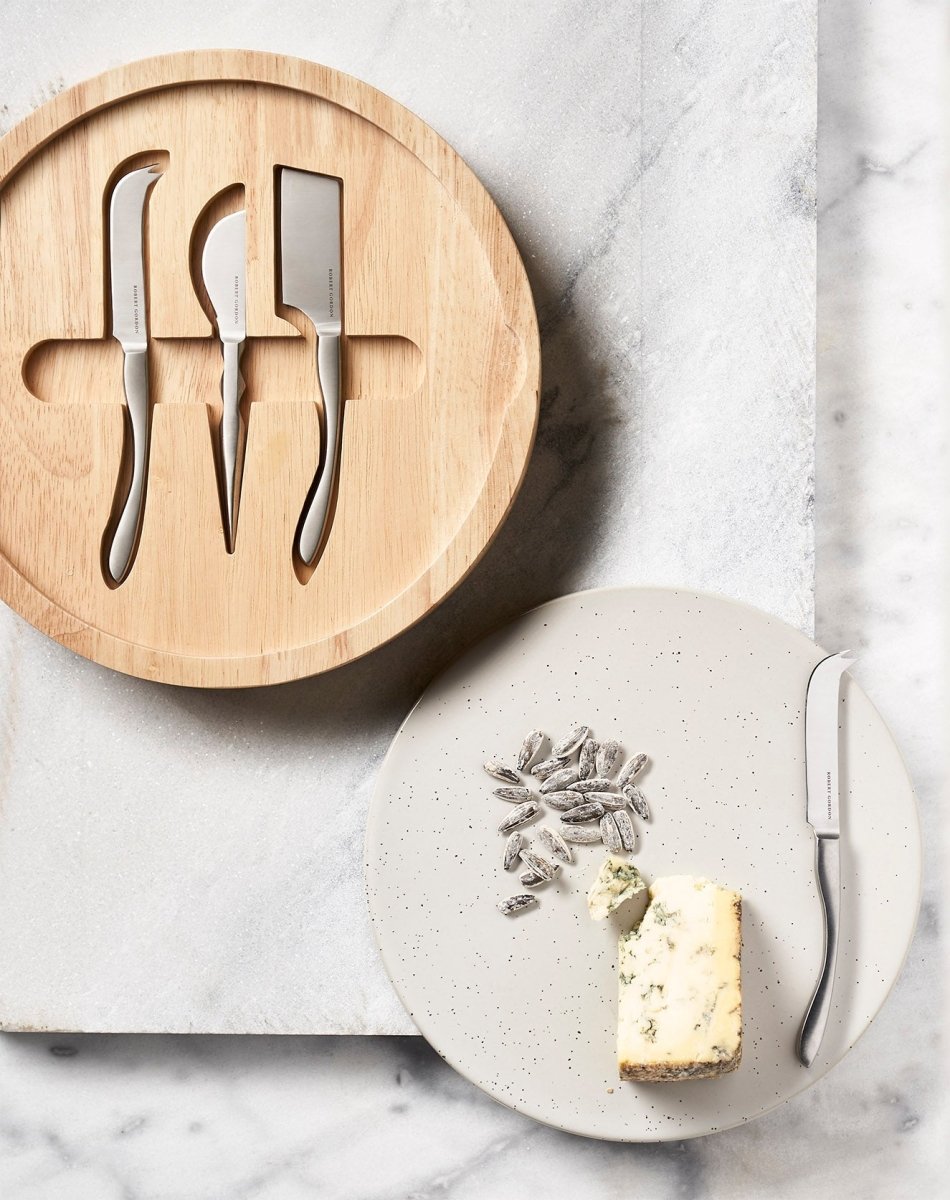 Serving Board with White Ceramic Plate &amp; Cheese Knives | Robert Gordon | Kitchen Accessories | Thirty 16 Williamstown