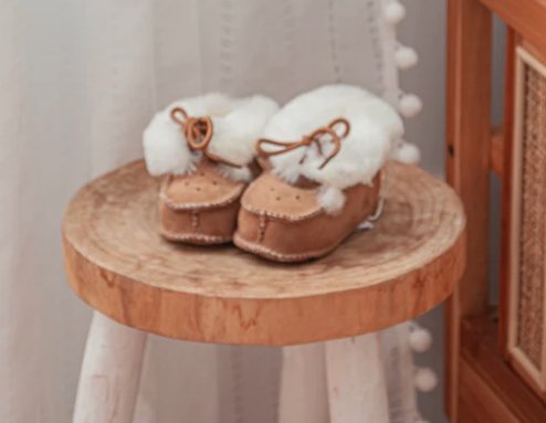 Sheepskin Baby Booties - Walnut | Auskin | Pre Walkers, Booties & Mittens | Thirty 16 Williamstown