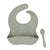 Silicone Bib & Spoon with Reusable Pouch - Olive | All 4 Ella | Bibs & Bandana Bibs | Thirty 16 Williamstown