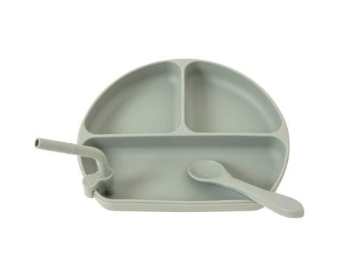 Silicone Plate with Straw & Spoon - Olive | All 4 Ella | Children's Dinnerware | Thirty 16 Williamstown