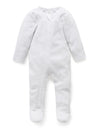 Stripe Zip Growsuit - Pale Grey Melange | Purebaby | Baby &amp; Toddler Growsuits &amp; Rompers | Thirty 16 Williamstown