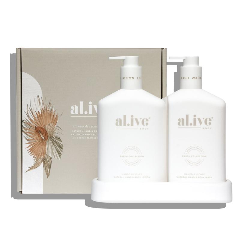 The Duo - Hand &amp; Body Wash &amp; Lotion + Tray - Mango &amp; Lychee | Al.ive Body | Body Lotion &amp; Wash | Thirty 16 Williamstown