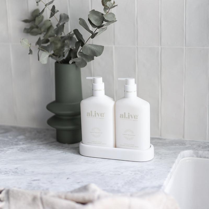 The Duo - Hand &amp; Body Wash &amp; Lotion + Tray - Mango &amp; Lychee | Al.ive Body | Body Lotion &amp; Wash | Thirty 16 Williamstown
