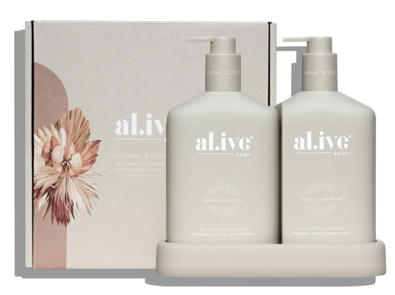 The Duo - Hand & Body Wash & Lotion + Tray - Sea Cotton & Coconut | Al.ive Body | Body Lotion & Wash | Thirty 16 Williamstown