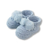 Topsy Faux Fur Pom Pom Booties - Blue | DLUX | Pre Walkers, Booties &amp; Mittens | Thirty 16 Williamstown