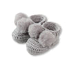 Topsy Faux Fur Pom Pom Booties - Grey | DLUX | Pre Walkers, Booties &amp; Mittens | Thirty 16 Williamstown