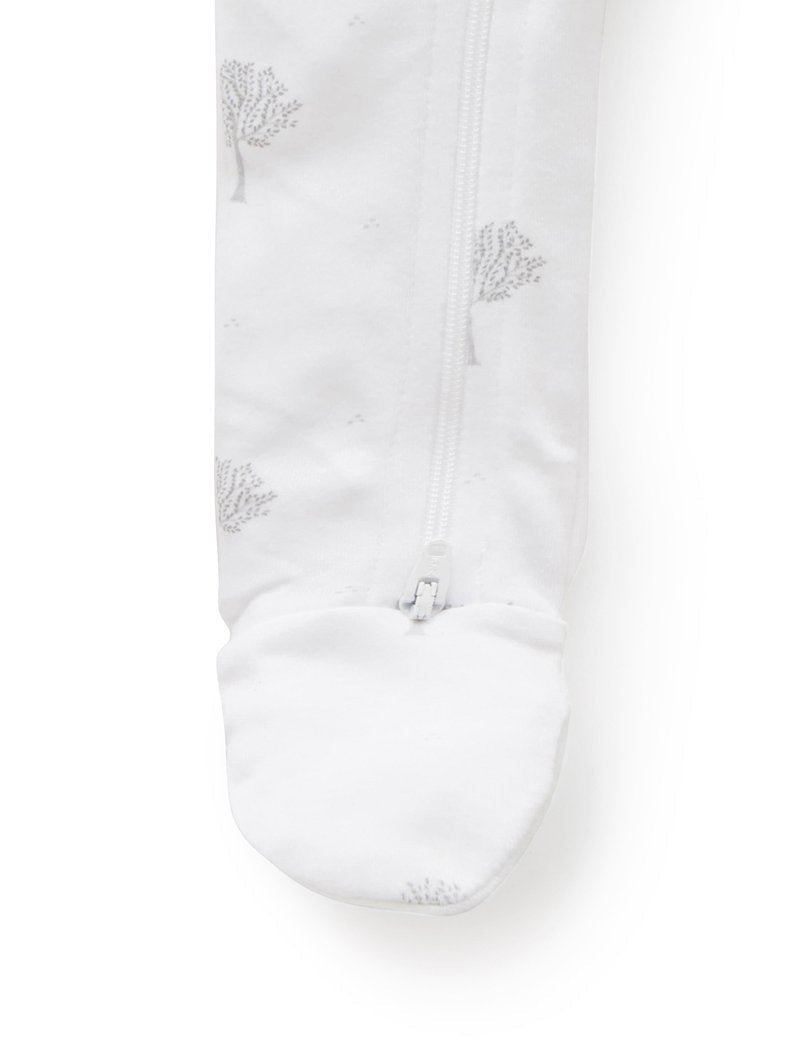 Tree Zip Growsuit - Pale Grey | Purebaby | Baby &amp; Toddler Growsuits &amp; Rompers | Thirty 16 Williamstown