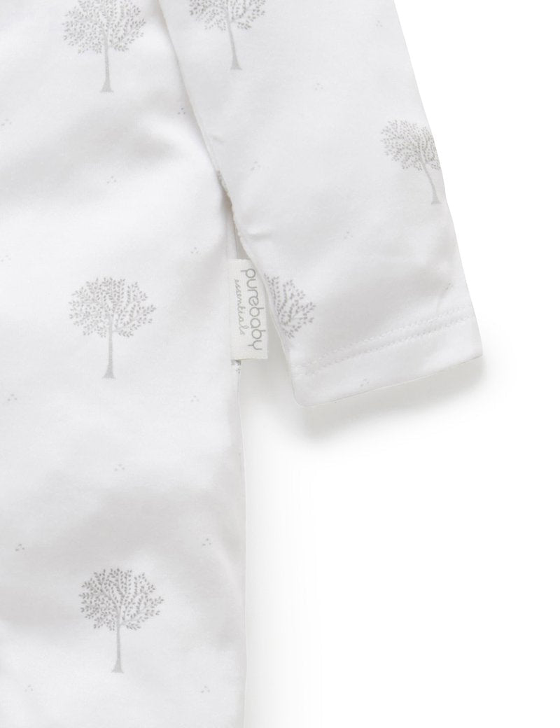 Tree Zip Growsuit - Pale Grey | Purebaby | Baby &amp; Toddler Growsuits &amp; Rompers | Thirty 16 Williamstown