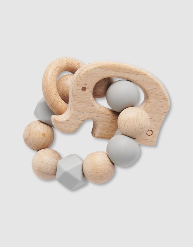Wooden/ Silicone Elephant Teething Ring | Purebaby | Comforters &amp; Teethers | Thirty 16 Williamstown