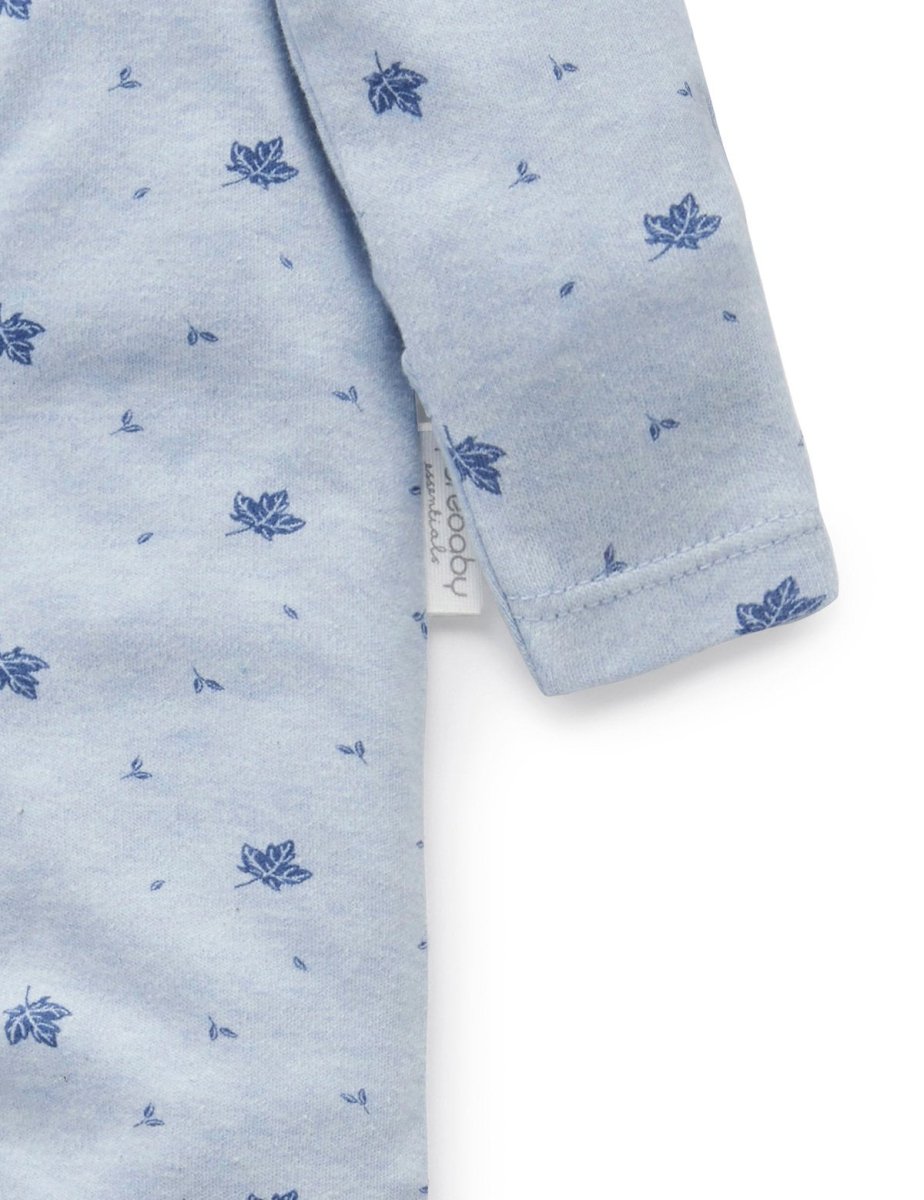 Zip Growsuit - Leaf Pale Blue | Purebaby | Baby &amp; Toddler Growsuits &amp; Rompers | Thirty 16 Williamstown