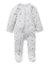Zip Growsuit - Leaf Pale Grey | Purebaby | Baby &amp; Toddler Growsuits &amp; Rompers | Thirty 16 Williamstown