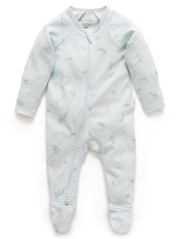 Zip Growsuit - Mint Eucalyptus | Purebaby | Baby & Toddler Growsuits & Rompers | Thirty 16 Williamstown
