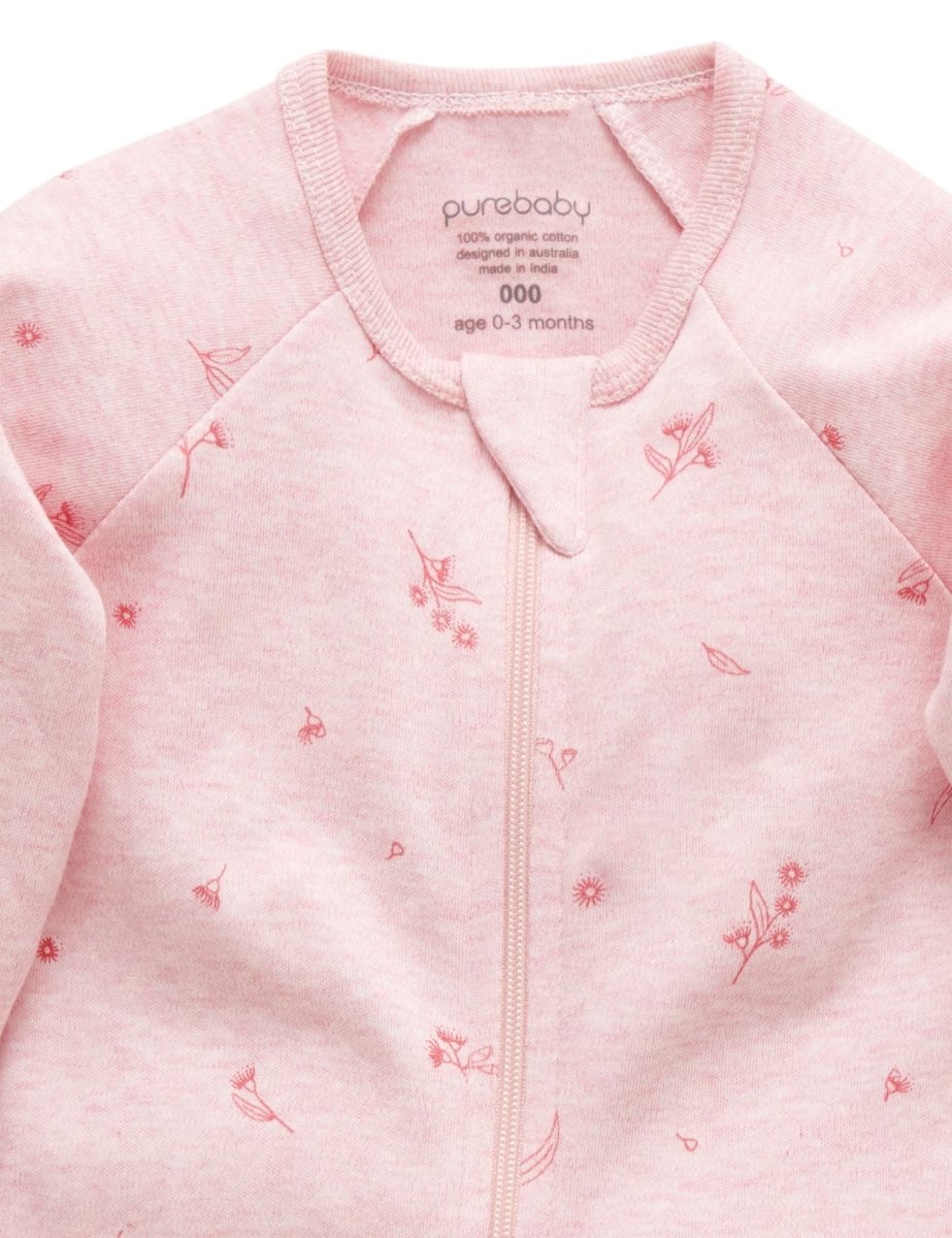 Zip Growsuit - Peony Blossom | Purebaby | Baby & Toddler Growsuits & Rompers | Thirty 16 Williamstown