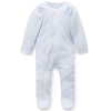 Zip Growsuit - Stripe Pale Blue Melange | Purebaby | Baby &amp; Toddler Growsuits &amp; Rompers | Thirty 16 Williamstown