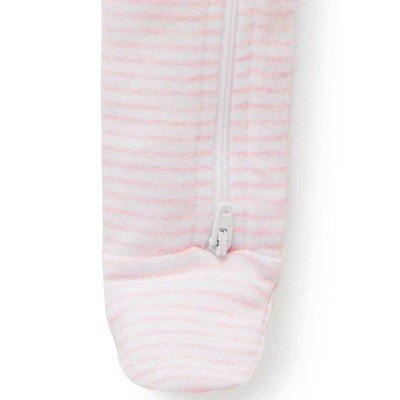 Zip Growsuit - Stripe Pale Pink Melange | Purebaby | Baby &amp; Toddler Growsuits &amp; Rompers | Thirty 16 Williamstown