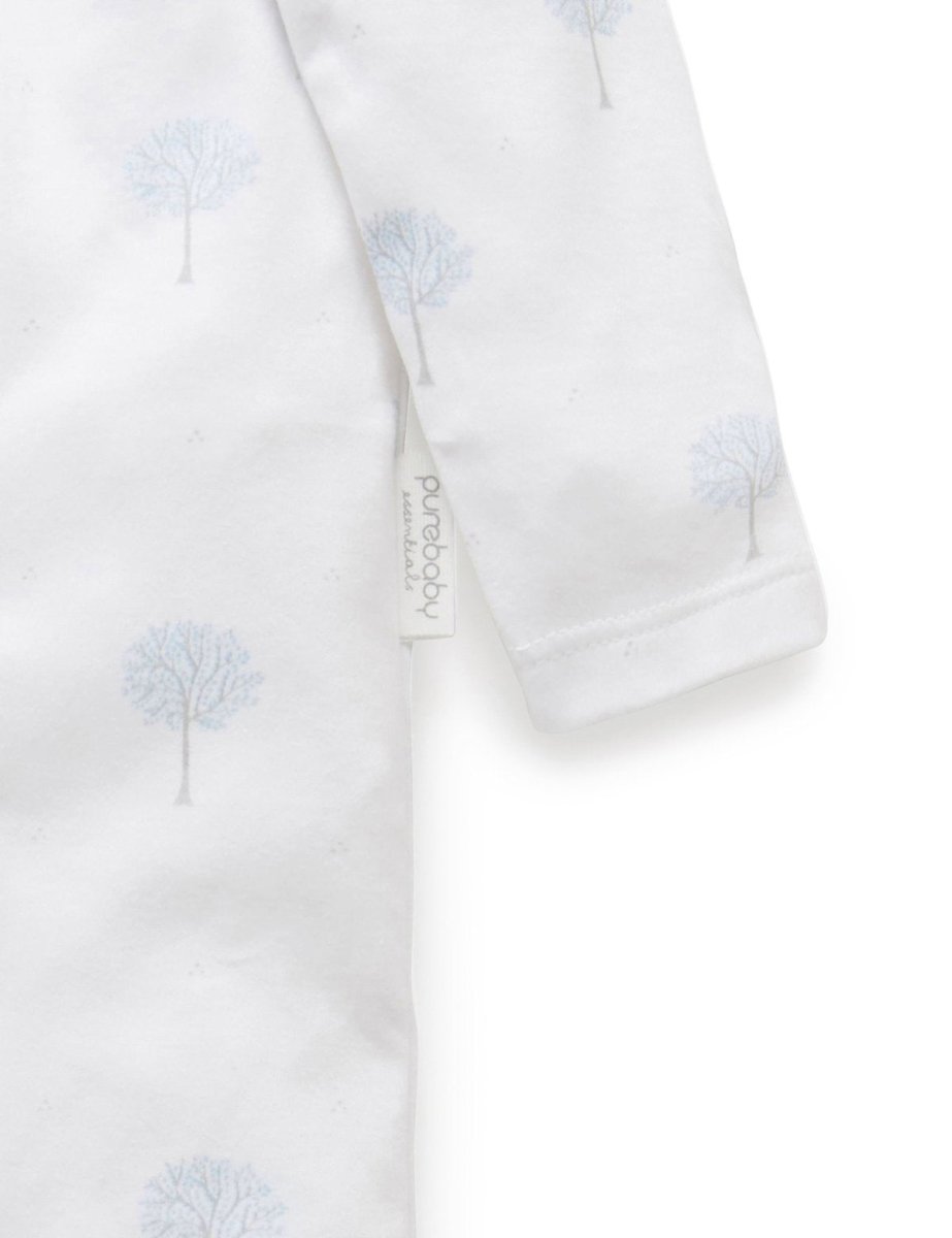 Zip Growsuit - Tree Pale Blue | Purebaby | Baby &amp; Toddler Growsuits &amp; Rompers | Thirty 16 Williamstown
