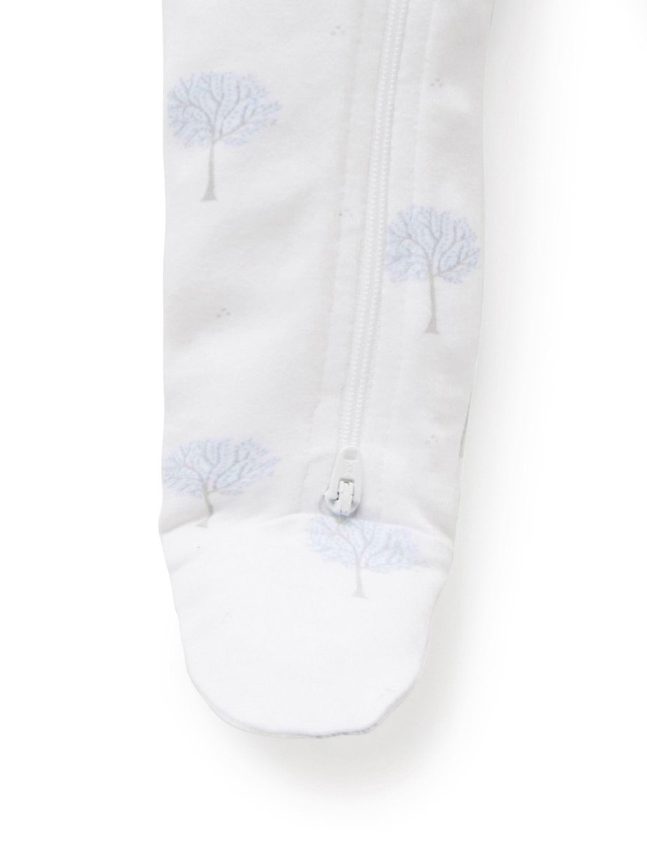 Zip Growsuit - Tree Pale Blue | Purebaby | Baby &amp; Toddler Growsuits &amp; Rompers | Thirty 16 Williamstown